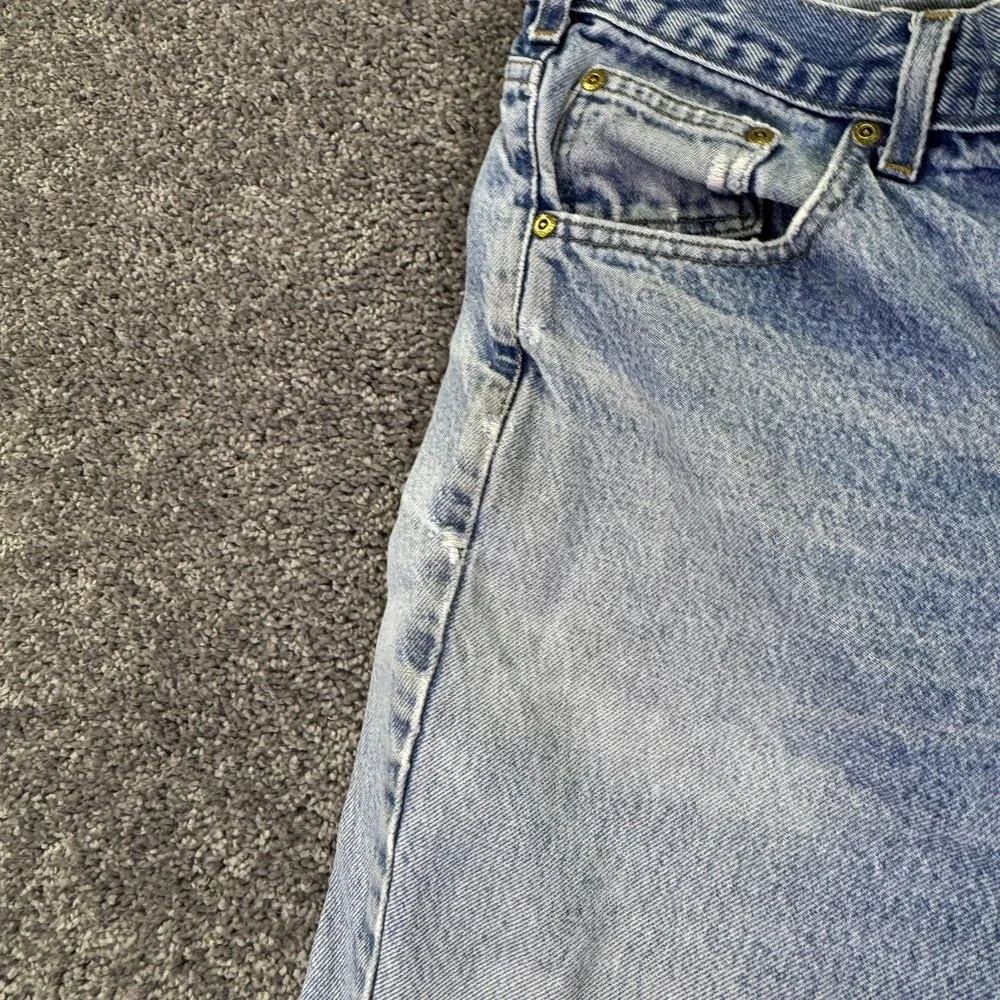 Carhartt Jeans Mens 36x30 Blue Straight Light Wash Denim Distressed Workwear